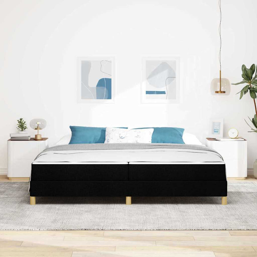 Boxspring bed Zwart, Bruin 200 x 200 cm Stof, Engineered Hout