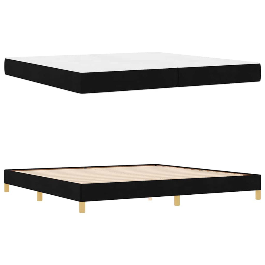 Boxspring bed Zwart, Bruin 200 x 200 cm Stof, Engineered Hout