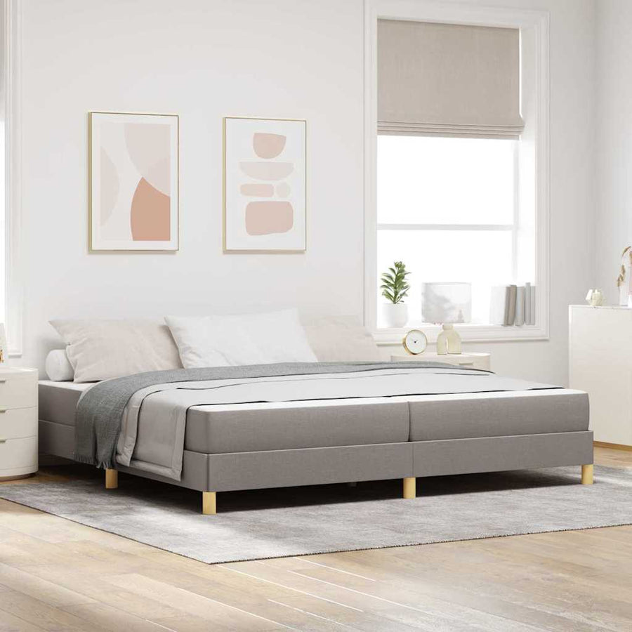 Boxspring bed Taupe, Bruin 200 x 200 cm Stof, Engineered Hout