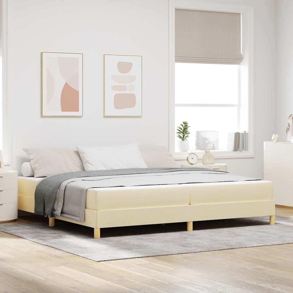Boxspring bed Crème, Bruin 200 x 200 cm Stof, Engineered Hout