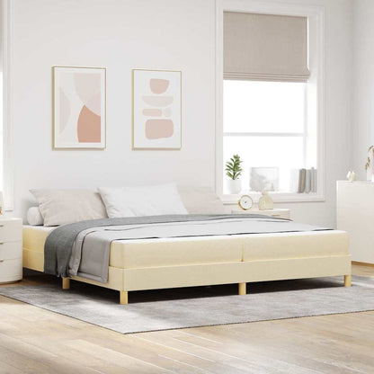 Boxspring bed Crème, Bruin 200 x 200 cm Stof, Engineered Hout