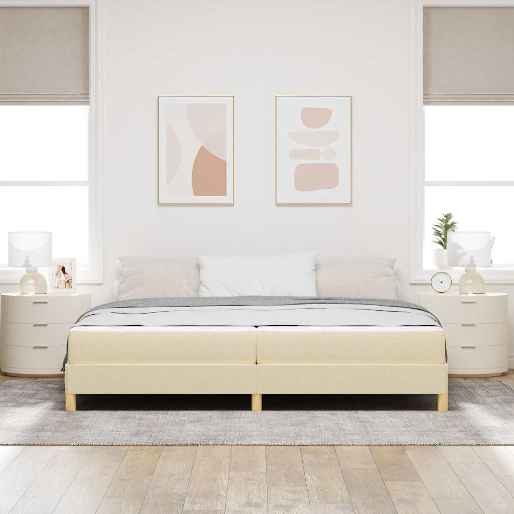 Boxspring bed Crème, Bruin 200 x 200 cm Stof, Engineered Hout