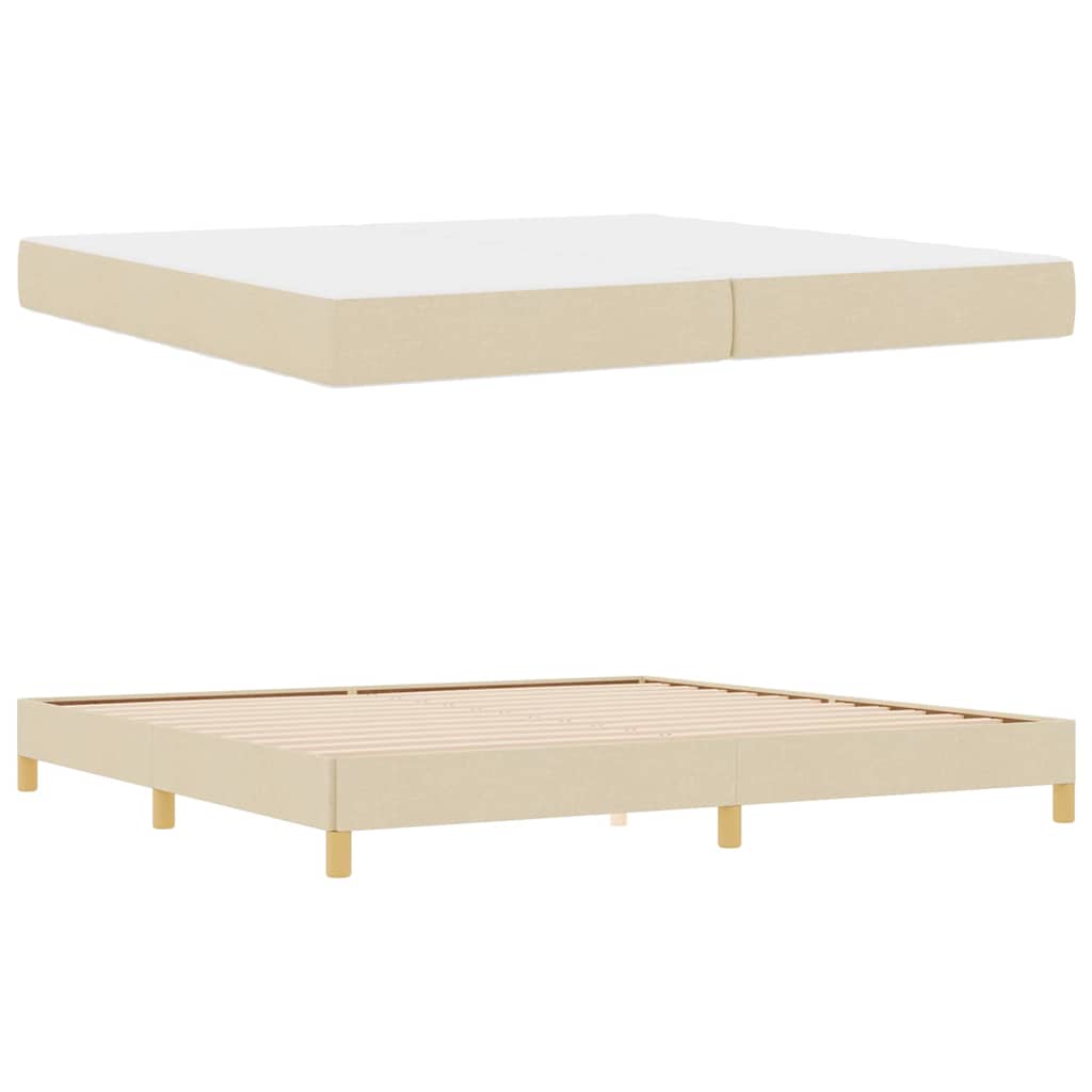 Boxspring bed Crème, Bruin 200 x 200 cm Stof, Engineered Hout
