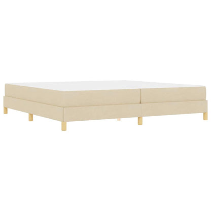Boxspring bed Crème, Bruin 200 x 200 cm Stof, Engineered Hout