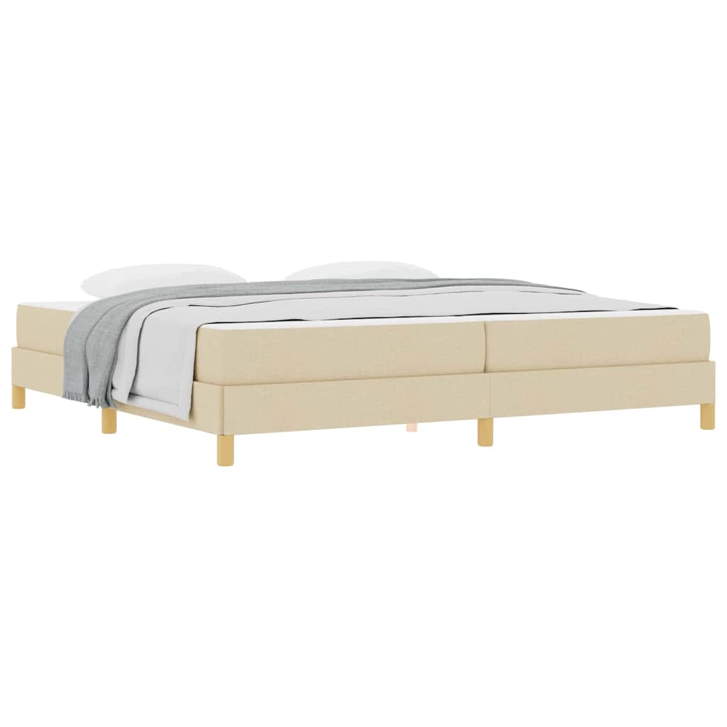 Boxspring bed Crème, Bruin 200 x 200 cm Stof, Engineered Hout