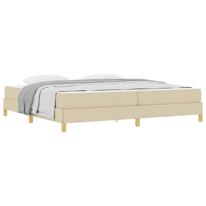 Boxspring bed Crème, Bruin 200 x 200 cm Stof, Engineered Hout