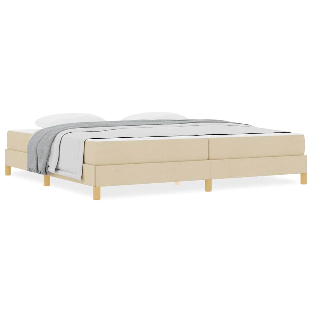 Boxspring bed Crème, Bruin 200 x 200 cm Stof, Engineered Hout