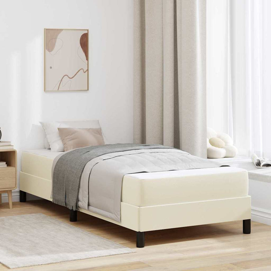 Bedframe met matras Crème 90 x 190 cm Stof