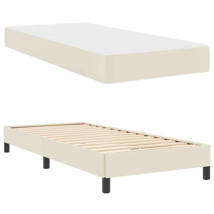 Bedframe met matras Crème 90 x 190 cm Stof