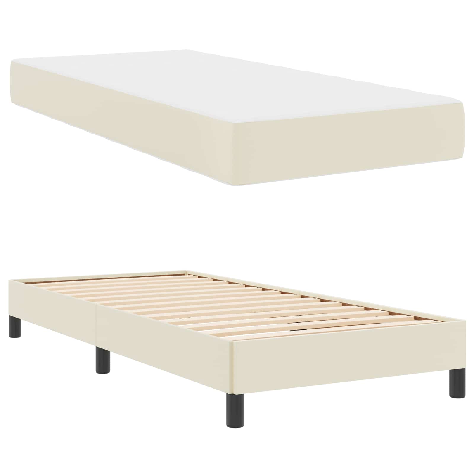 Bedframe met matras Crème 90 x 190 cm Stof