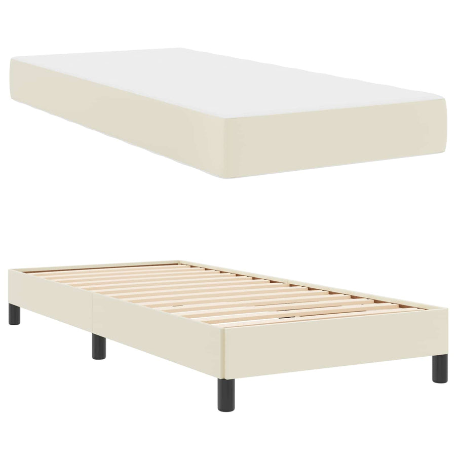 Bedframe met matras Crème 90 x 190 cm Stof