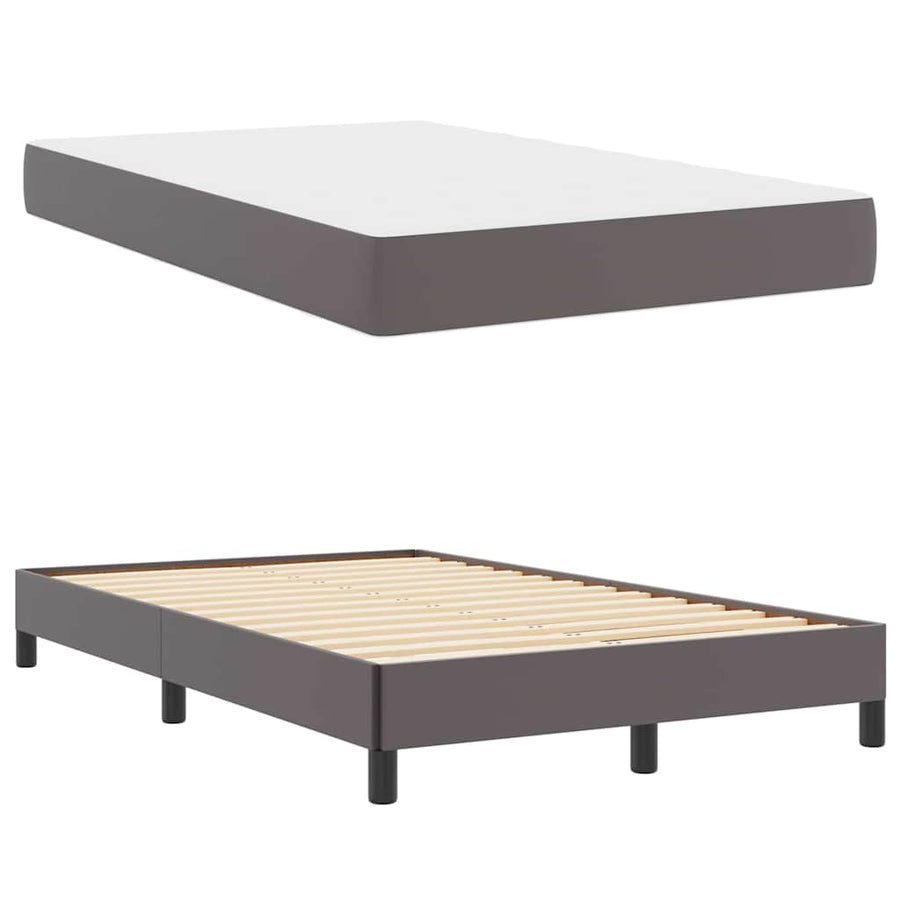 Bed Anders Grijs 120 x 190 cm Kunstleer