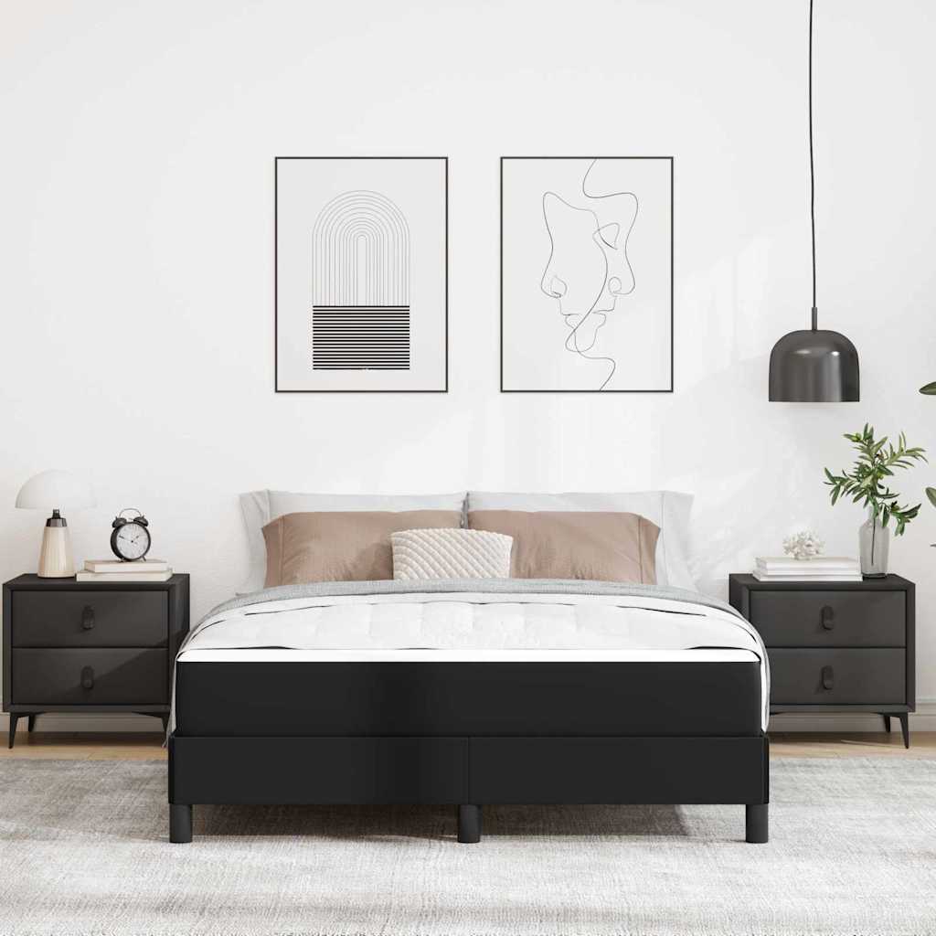 Bed Anders Zwart 140 x 190 cm Kunstleer