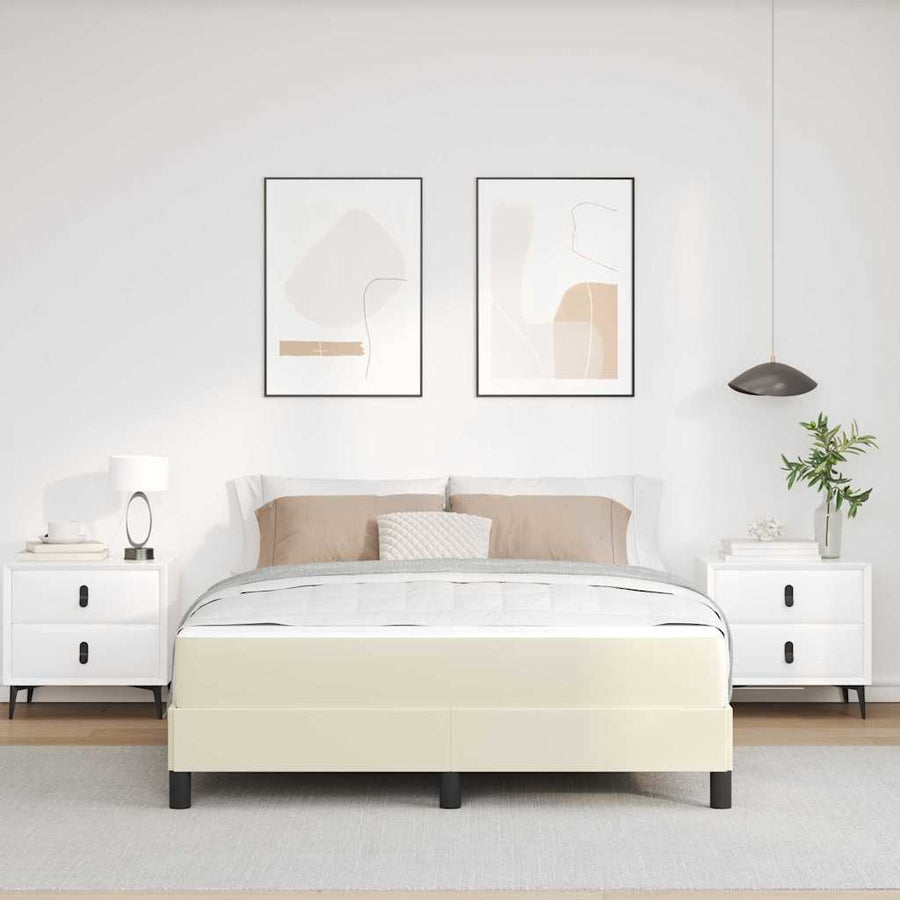 Bed Anders Crème 140 x 190 cm Kunstleer