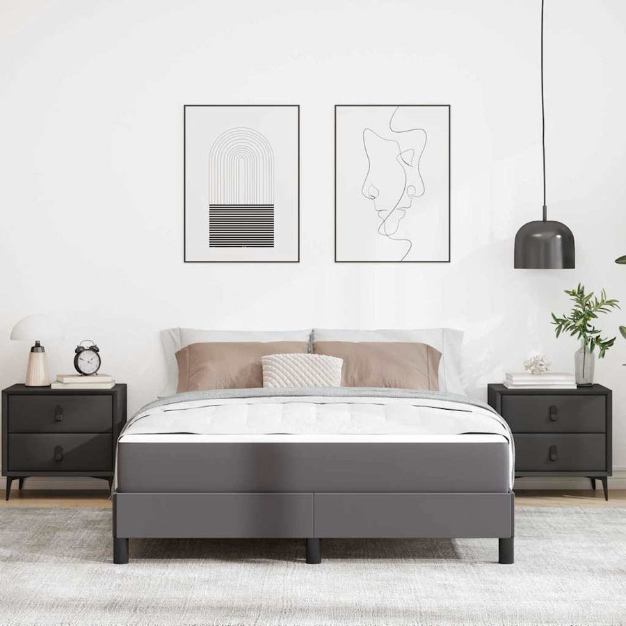 Bed Anders Grijs 140 x 190 cm Kunstleer