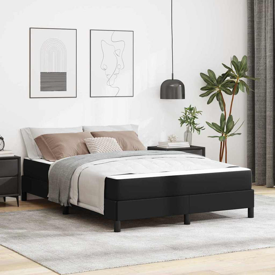 Bed Anders Zwart 140 x 200 cm Kunstleer