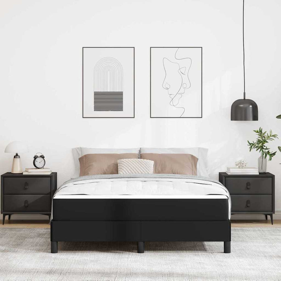 Bed Anders Zwart 140 x 200 cm Kunstleer