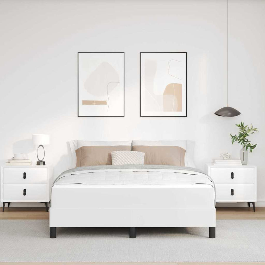 Bed Anders Zuiverwit 140 x 200 cm Kunstleer