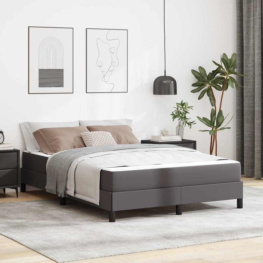 Bed Anders Grijs 140 x 200 cm Kunstleer