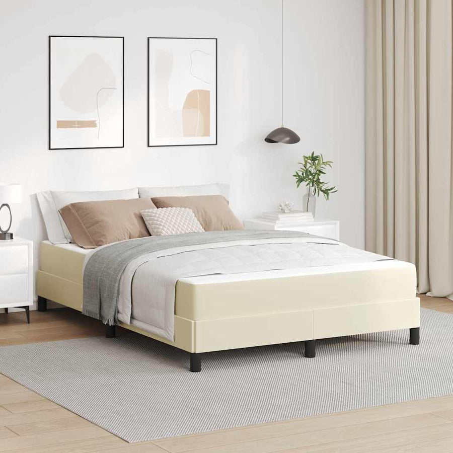 Bedframe met matras Crème 160 x 200 cm Stof