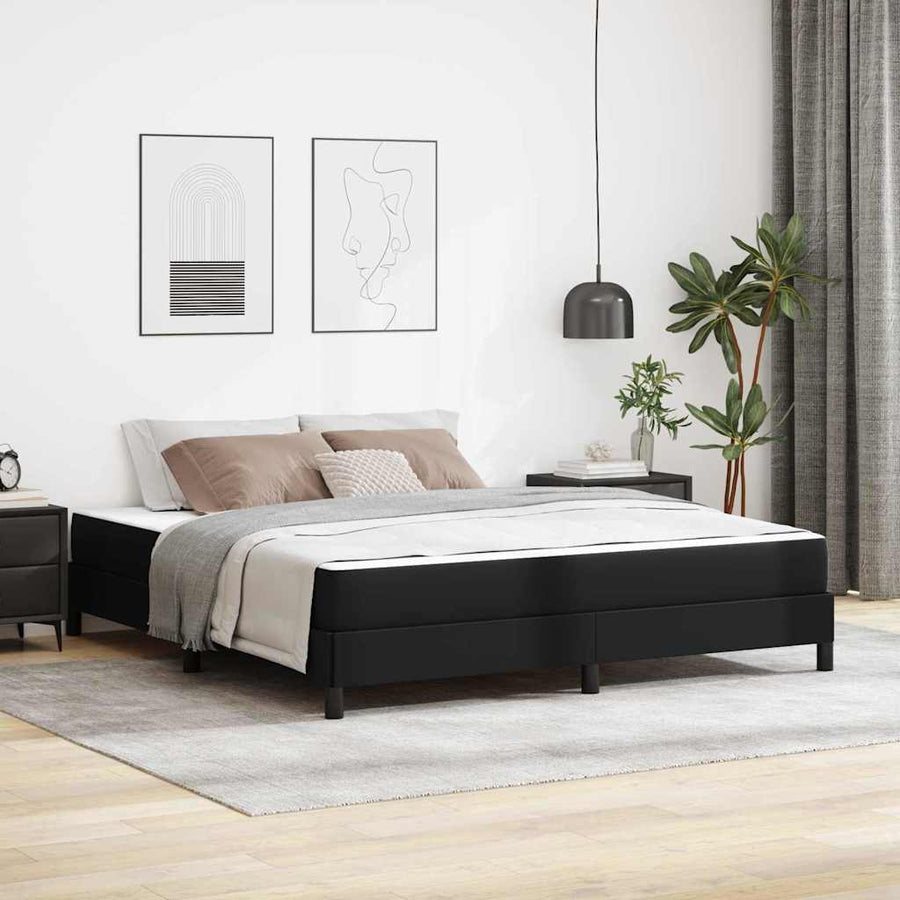 Bed Anders Zwart 180 x 200 cm Kunstleer