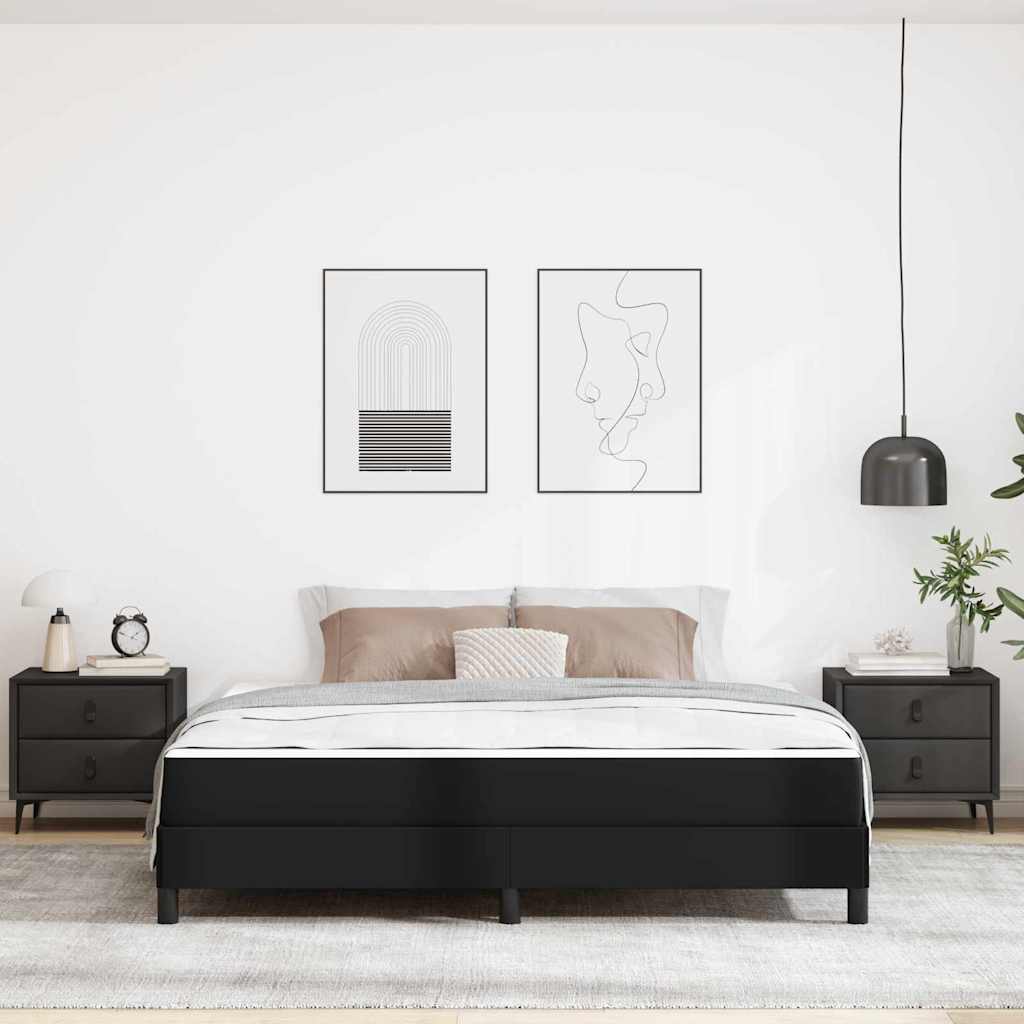 Bed Anders Zwart 180 x 200 cm Kunstleer