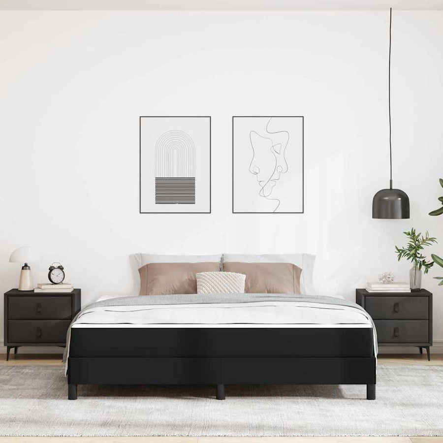Bed Anders Zwart 180 x 200 cm Kunstleer