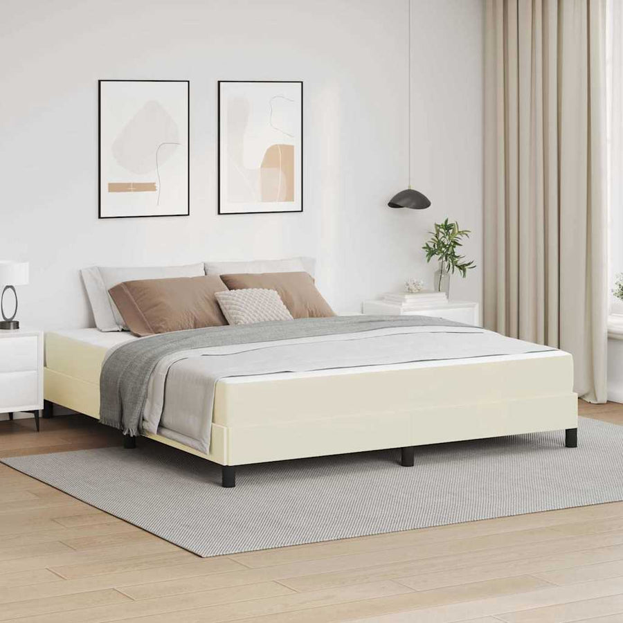 Bedframe met matras Crème 180 x 200 cm Stof