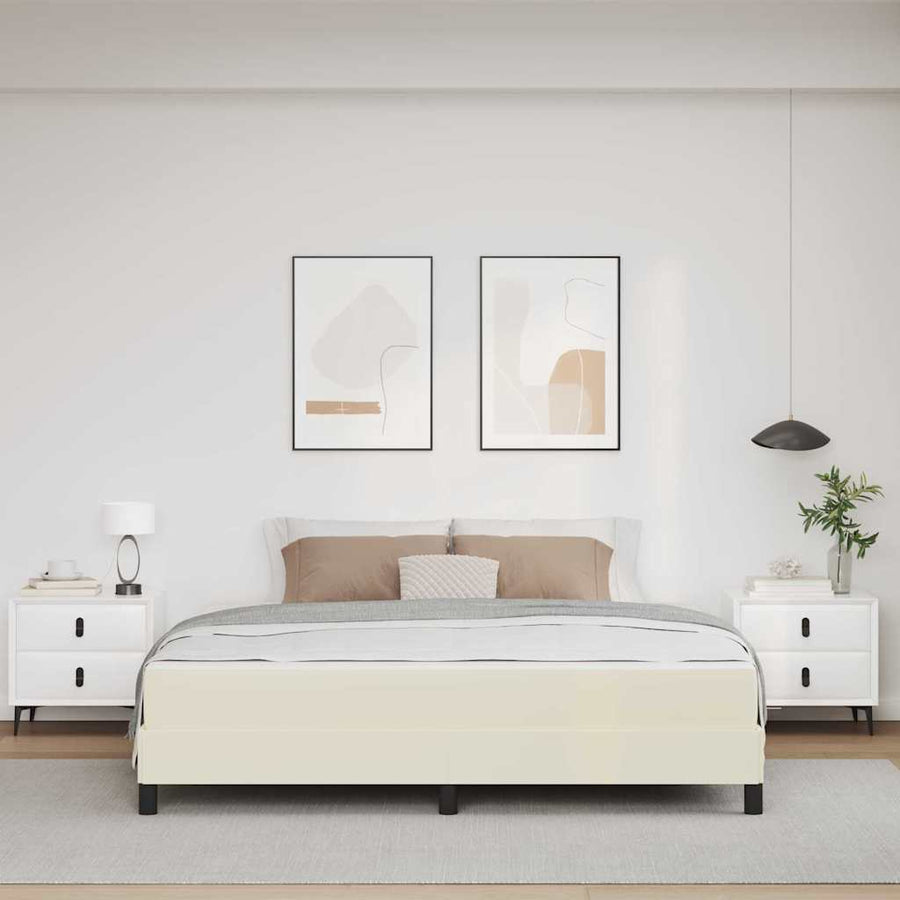 Bedframe met matras Crème 180 x 200 cm Stof
