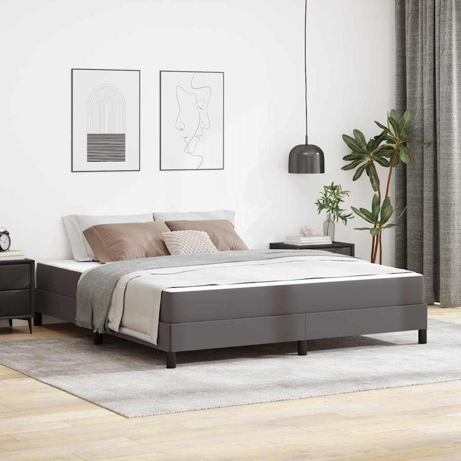 Bed Anders Grijs 180 x 200 cm Kunstleer