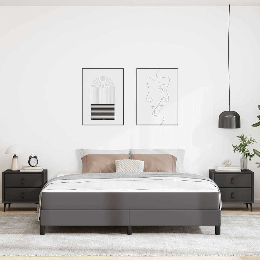 Bed Anders Grijs 180 x 200 cm Kunstleer
