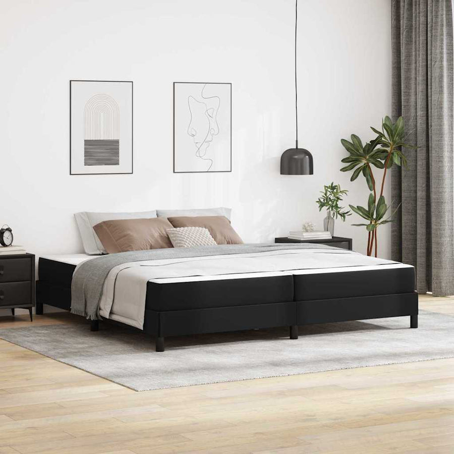 Bed Anders Zwart 200 x 200 cm Kunstleer