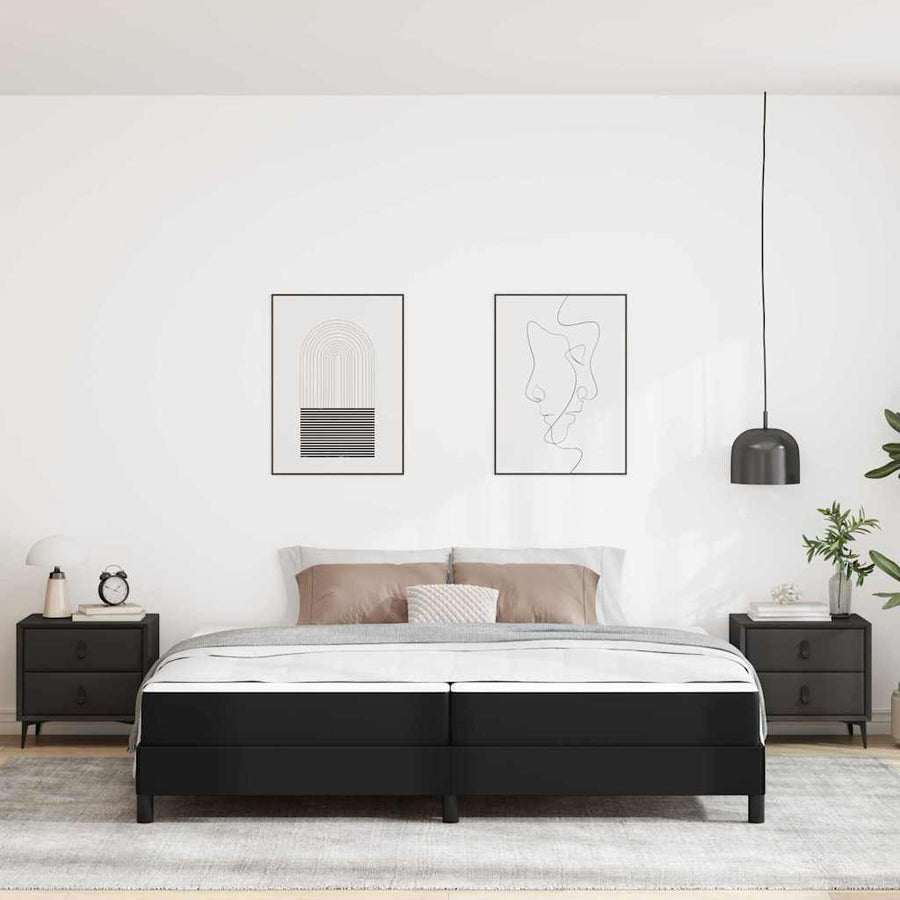 Bed Anders Zwart 200 x 200 cm Kunstleer
