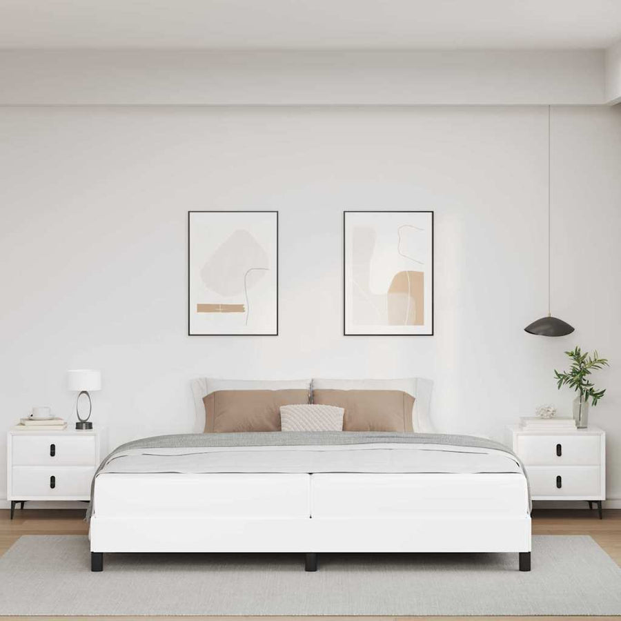 Bed Anders Zuiverwit 200 x 200 cm Kunstleer