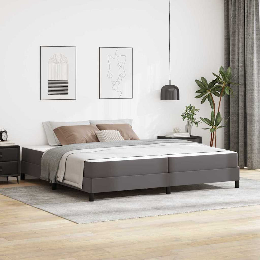 Bed Anders Grijs 200 x 200 cm Kunstleer