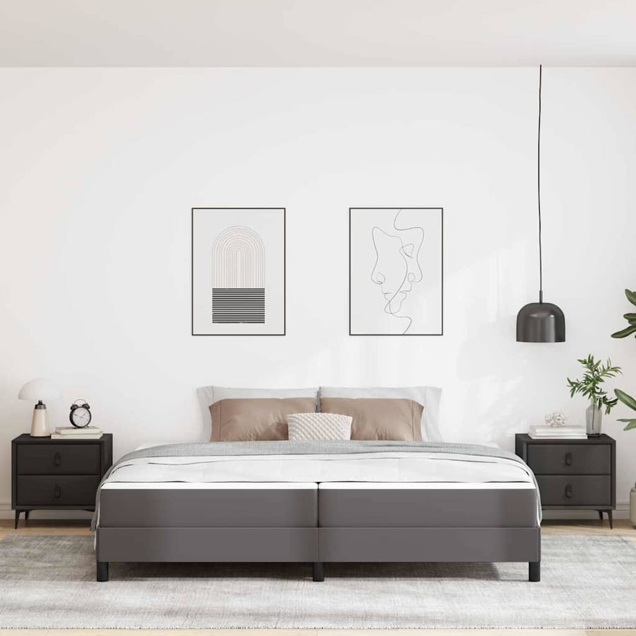 Bed Anders Grijs 200 x 200 cm Kunstleer