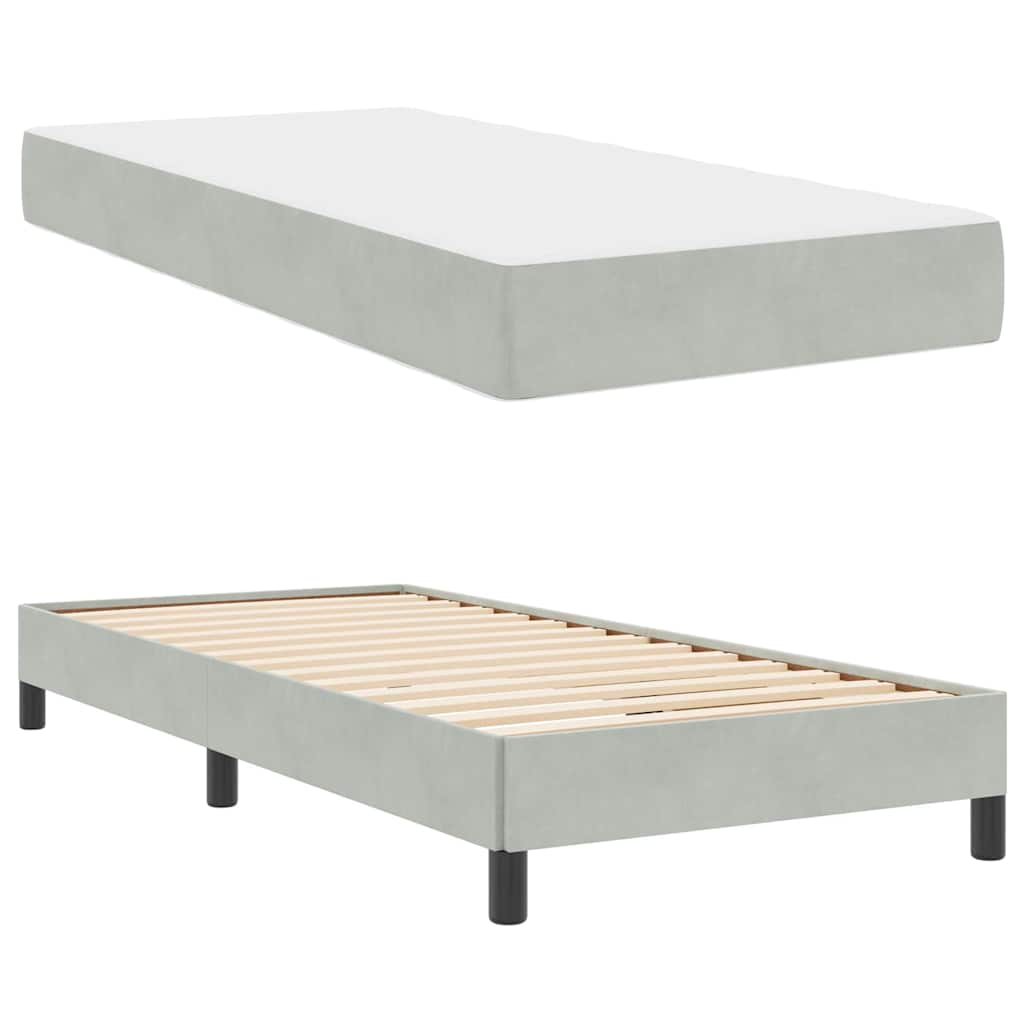 Boxspringbed met matras Lichtgrijs 90 x 200 cm Fluweel