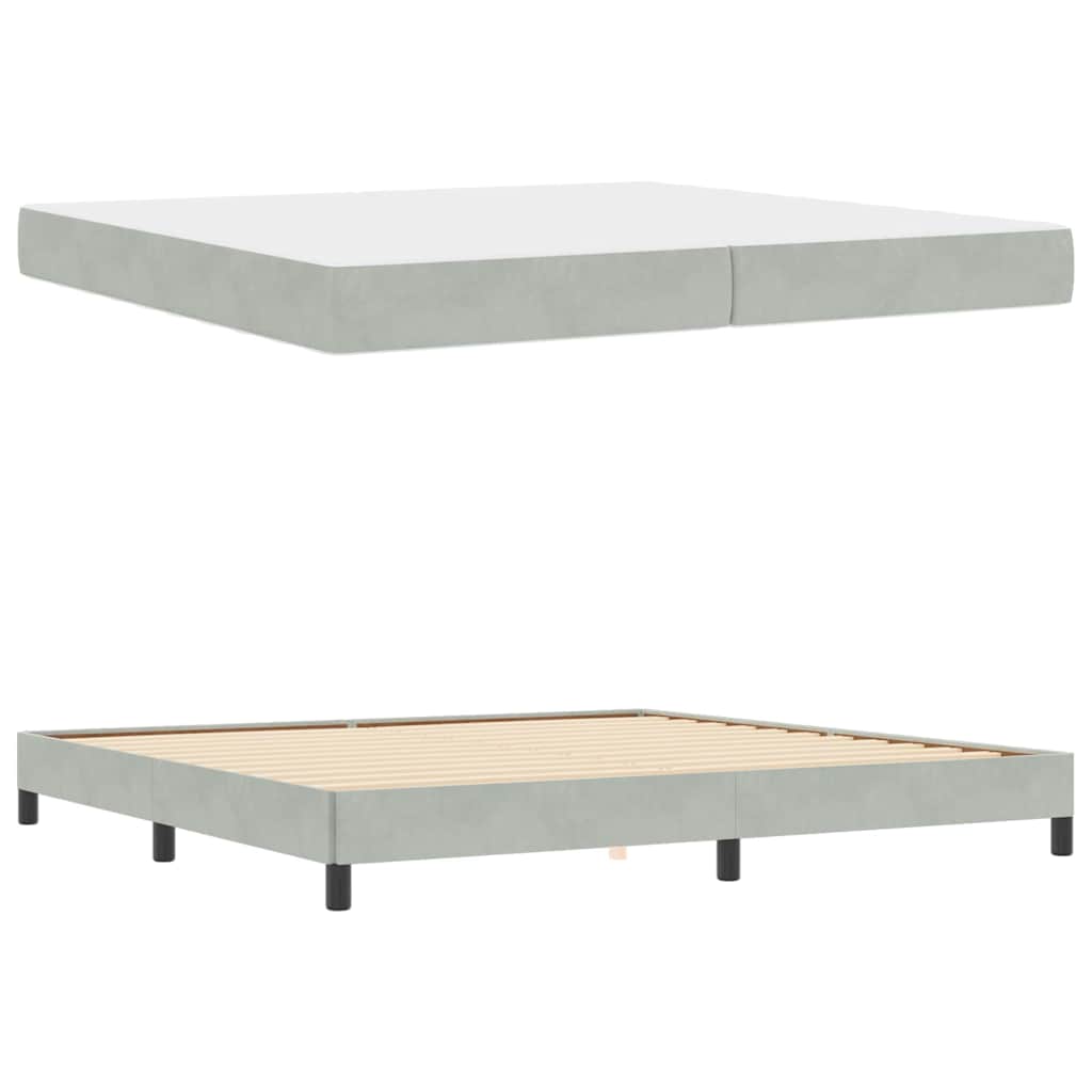 Boxspringbed met matras Lichtgrijs 200 x 200 cm Fluweel
