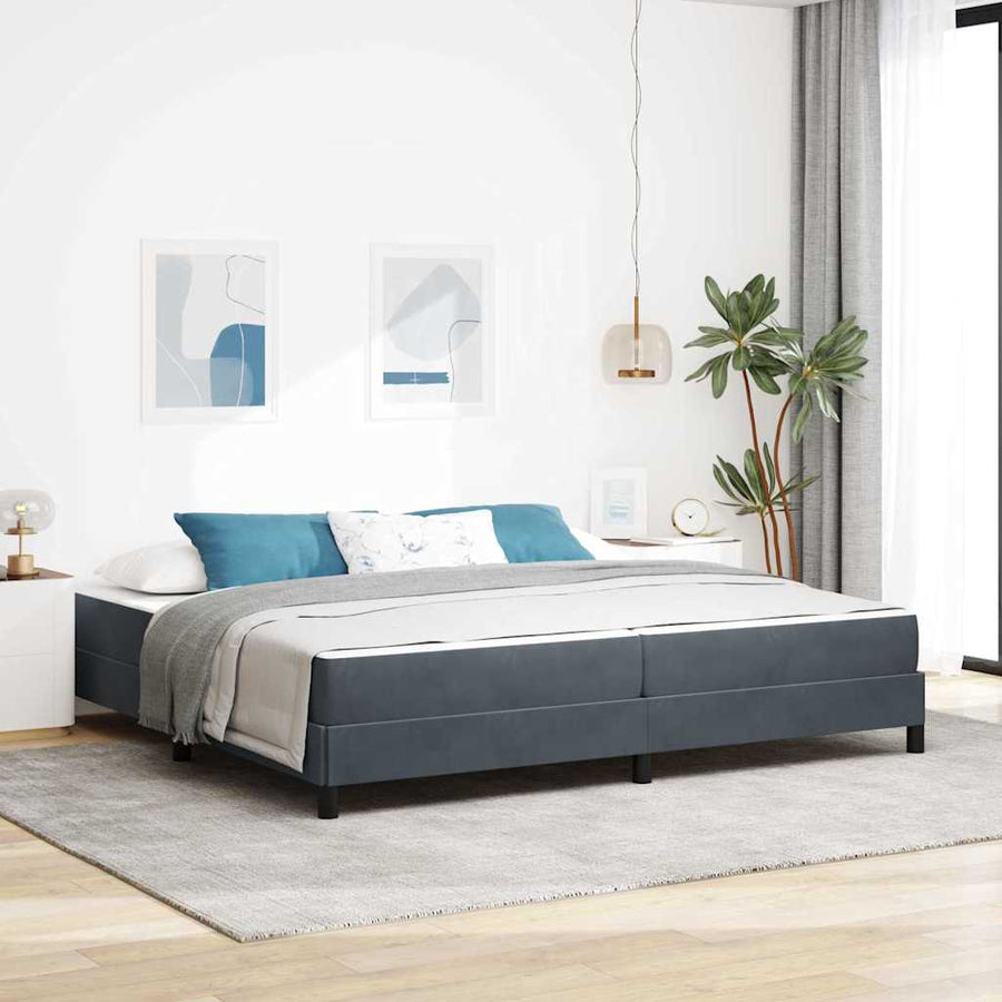 Boxspringbed met matras Donkergrijs 200 x 200 cm Fluweel