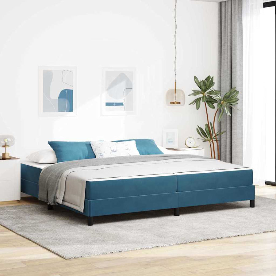 Boxspringbed met matras Donkerblauw 200 x 200 cm Fluweel