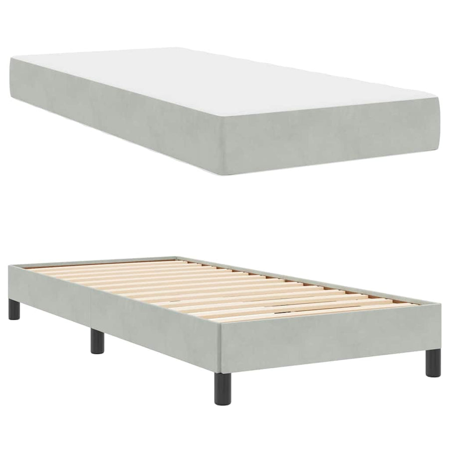 Boxspringbed met matras Lichtgrijs 80 x 210 cm Fluweel