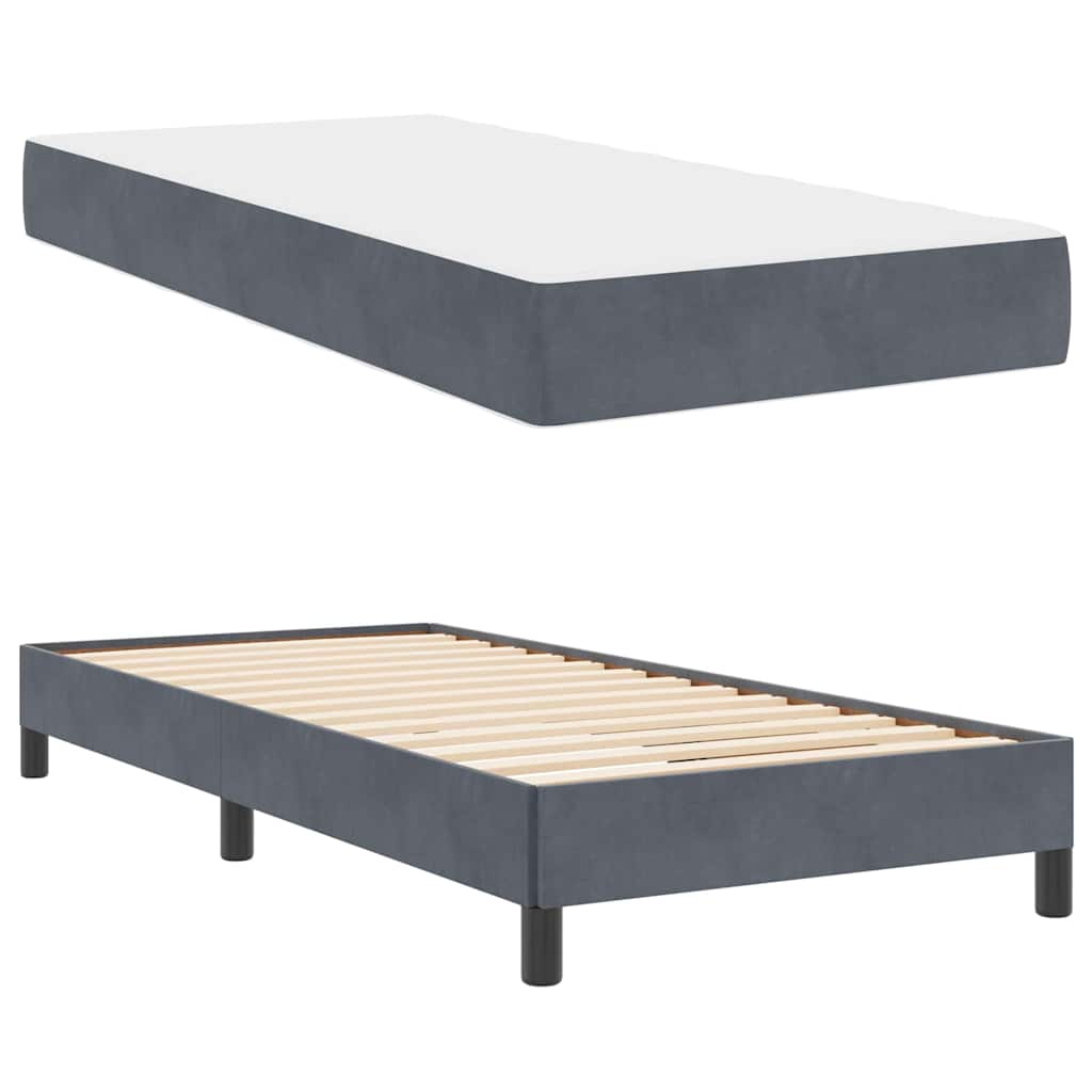 Boxspringbed met matras Donkergrijs 80 x 220 cm Fluweel
