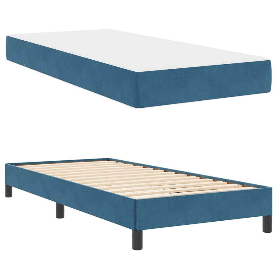 Boxspringbed met matras Donkerblauw 80 x 220 cm Fluweel
