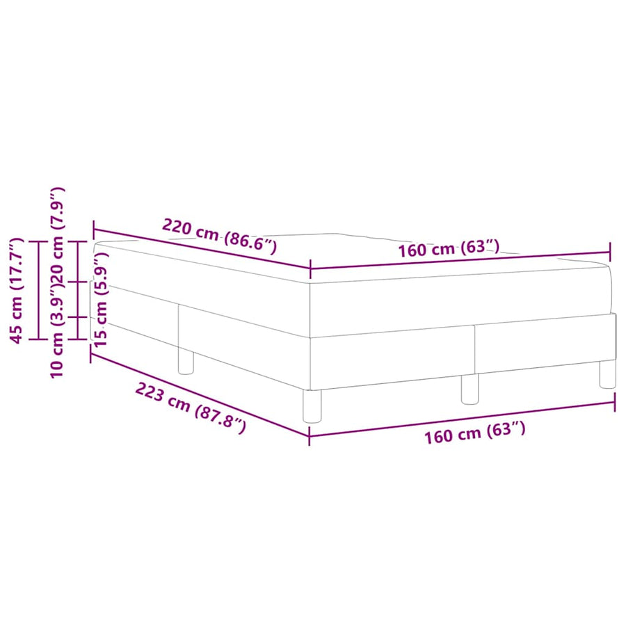 Boxspringbed met matras Donkergrijs 160 x 220 cm Stof