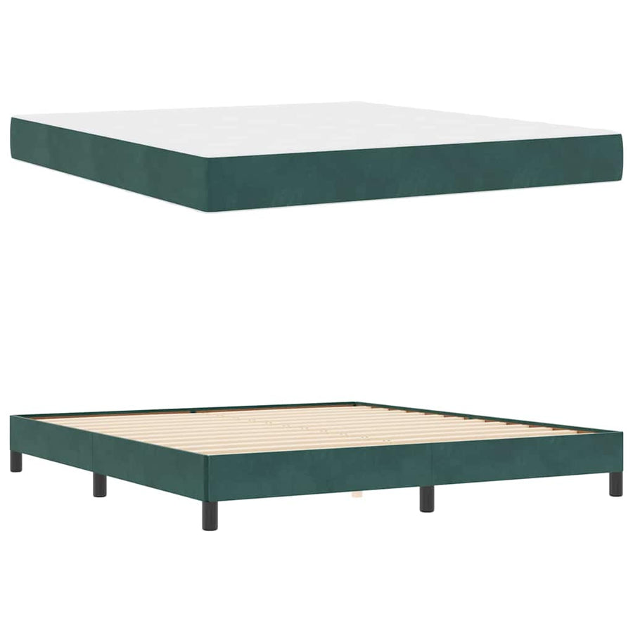 Boxspringbed Met Matras Stof Donkergroen 180 x 220 cm