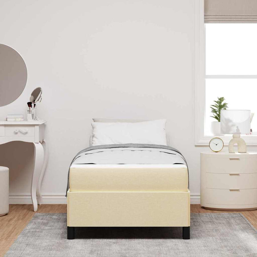 Boxspring bed Crème, Zwart 80 x 200 cm Stof, Engineered Hout