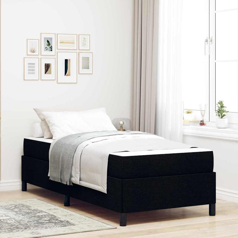 Boxspring bed Zwart, Zwart 90 x 200 cm Stof, Engineered Hout