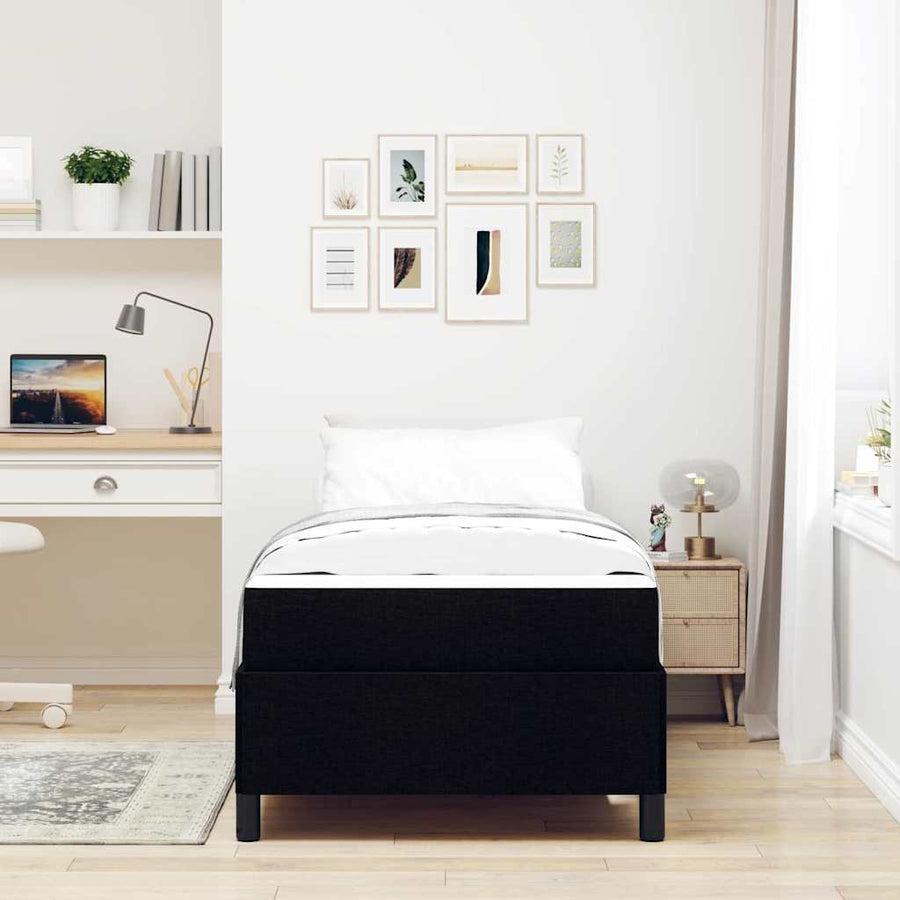 Boxspring bed Zwart, Zwart 90 x 200 cm Stof, Engineered Hout