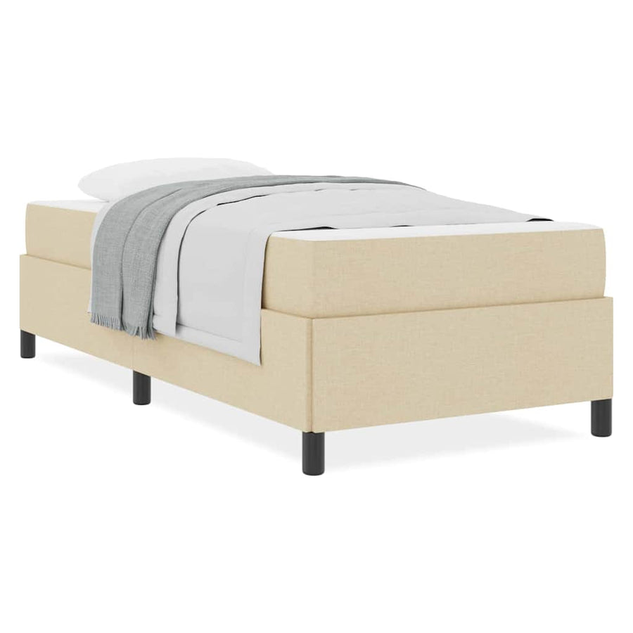 Boxspring bed Crème, Zwart 90 x 200 cm Stof, Engineered Hout