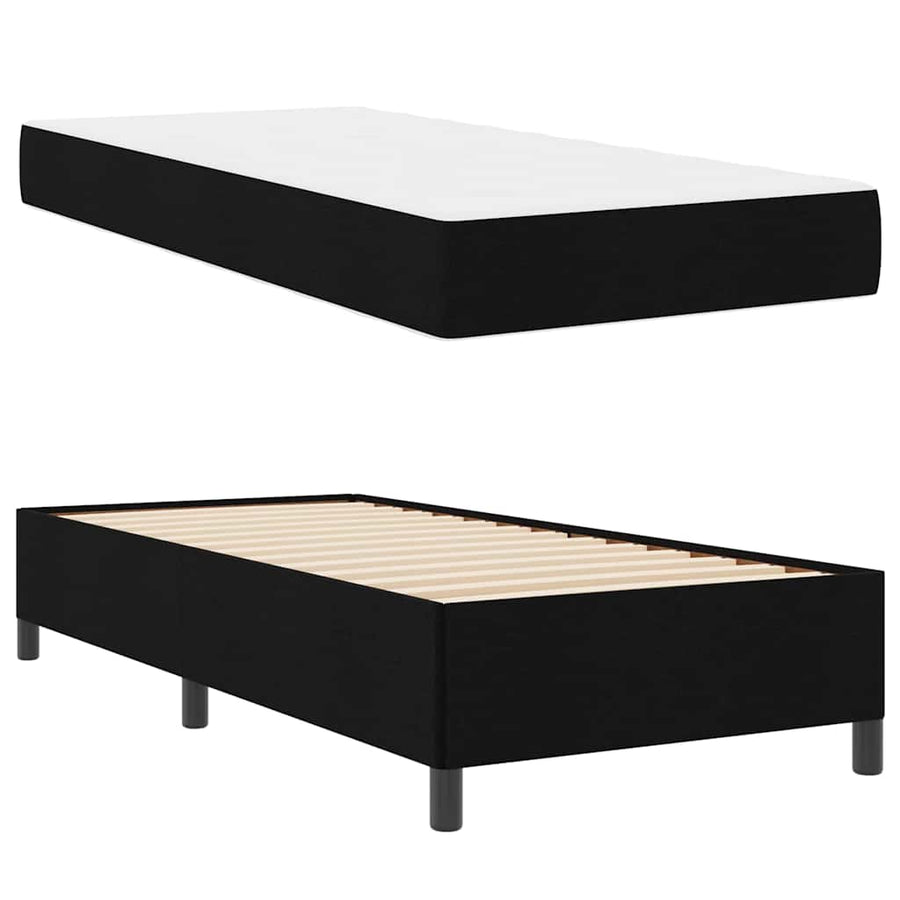 Boxspring bed Zwart, Zwart 100 x 200 cm Stof, Engineered Hout